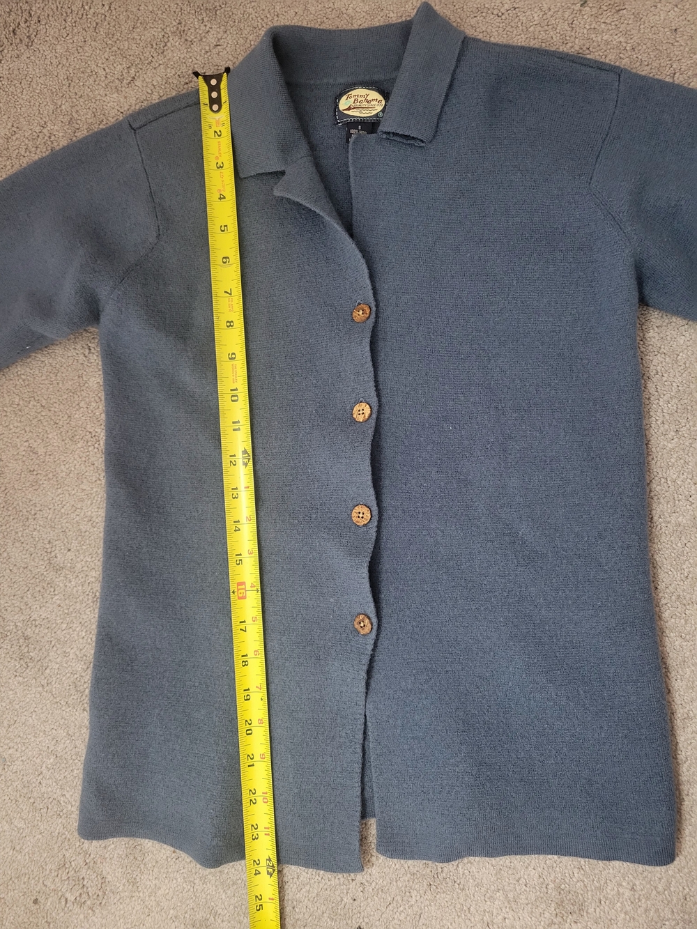 Tommy Bahama 100% Wool Cardigan Sweater Blue Button Front Size Small Vintage - Picture 7 of 10